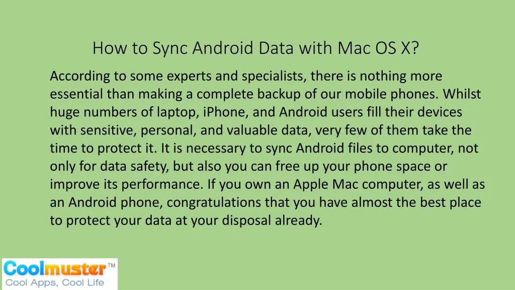 how to sync android data with mac os x