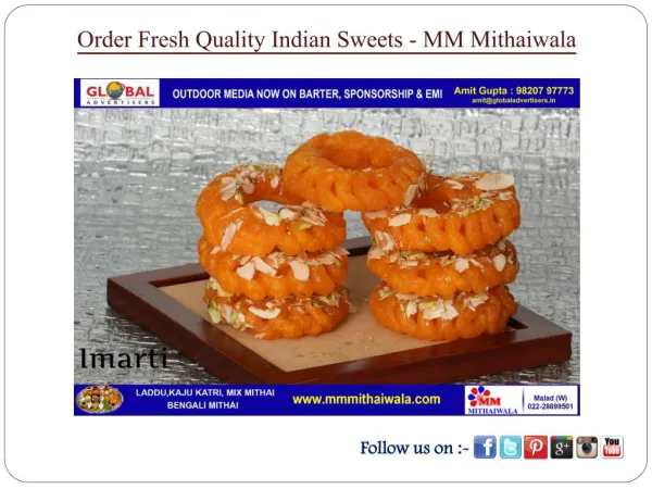 Order Fresh Quality Indian Sweets - MM Mithaiwala