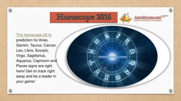 AstroDevam Horoscope 2016 is worldly preferred by Famous Celebrity