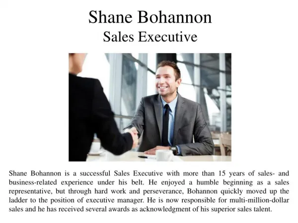 Shane Bohannon Sales Executive