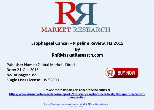 Esophageal Cancer Pipeline Review H2 2015