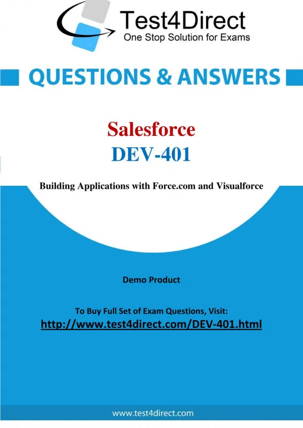 Salesforce DEV-401 Exam Questions