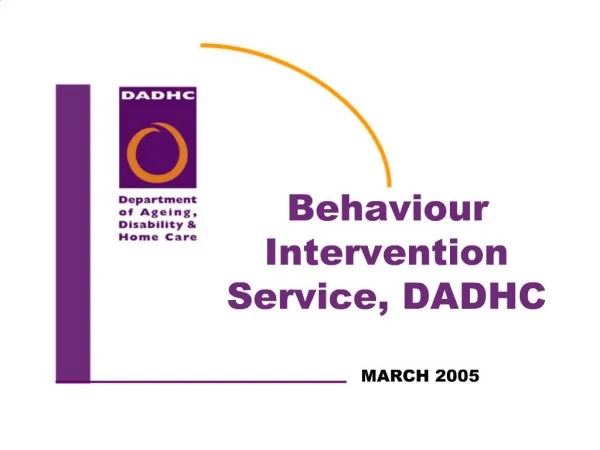 Behaviour Intervention Service, DADHC