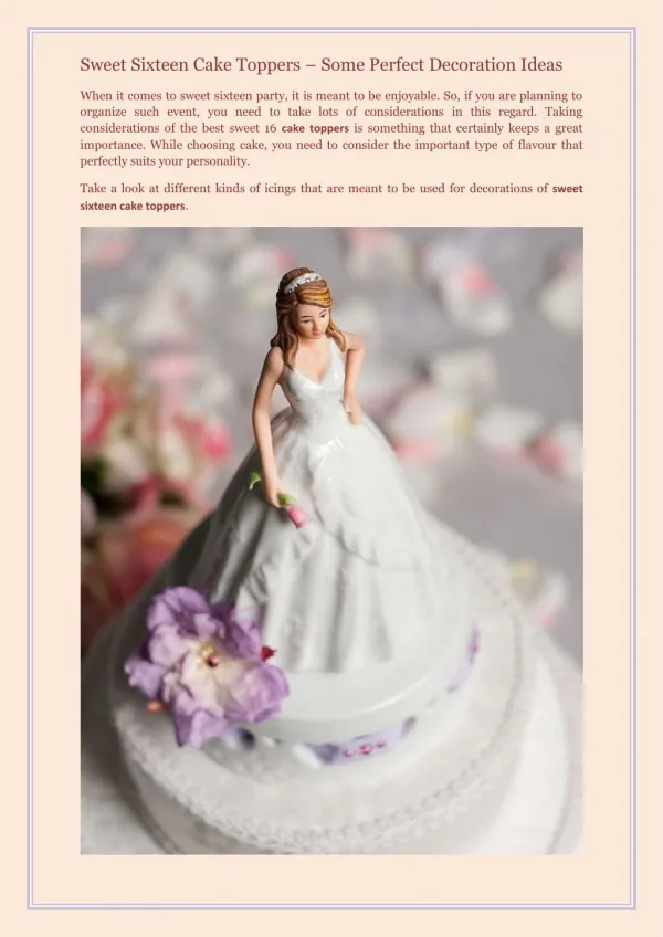 Sweet Sixteen Cake Toppers – Some Perfect Decoration Ideas