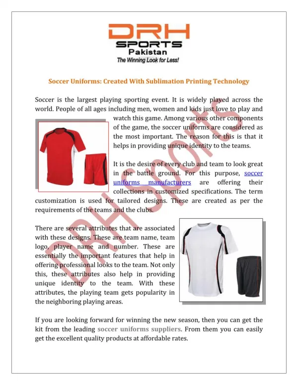 Soccer Uniforms Manufacturers, Suppliers & Exporters India