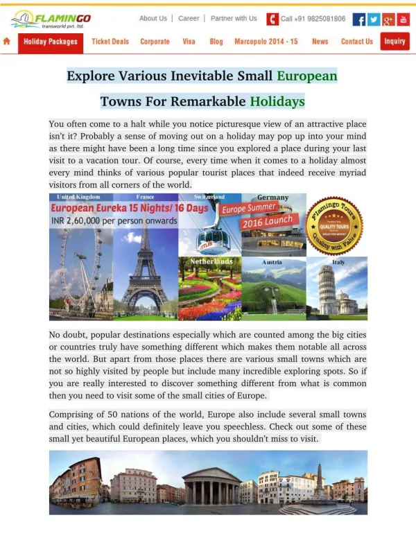 Explore Various Inevitable Small European Towns For Remarkable Holidays