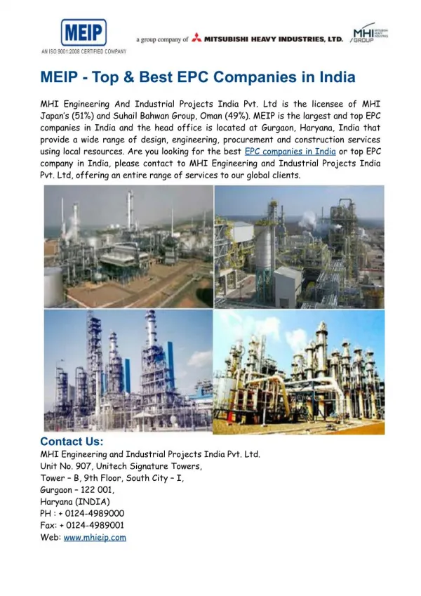 MEIP- Best EPC Companies in India