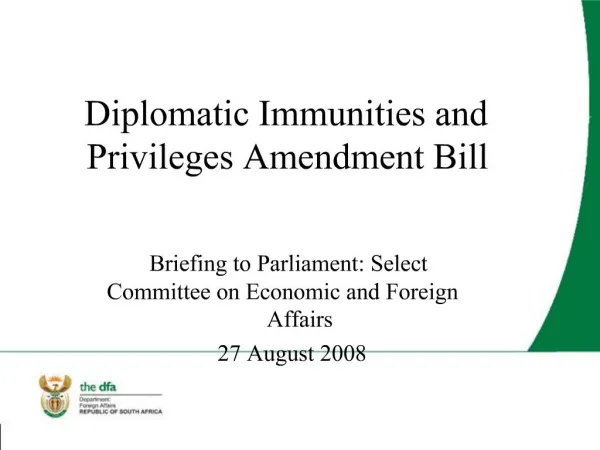 Diplomatic Immunities and Privileges Amendment Bill