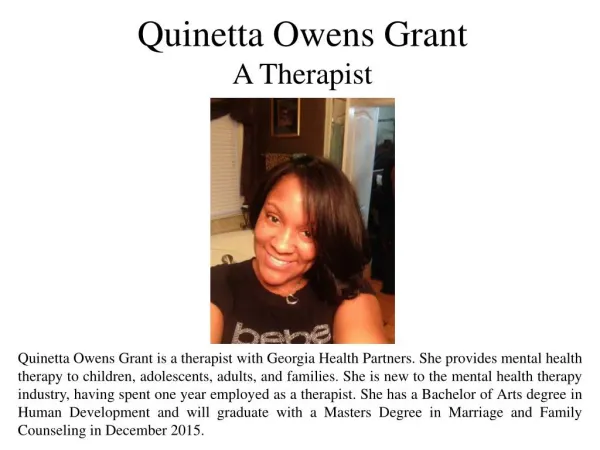 Quinetta Owens Grant A Therapist