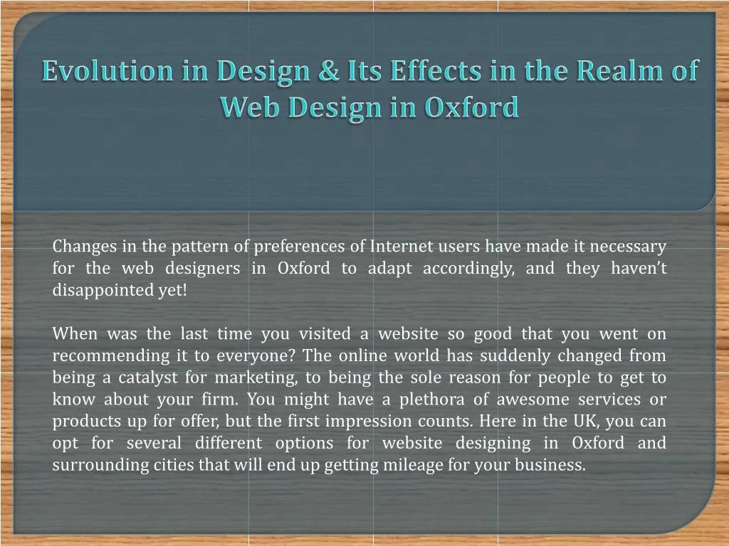 evolution in design its effects in the realm of web design in oxford