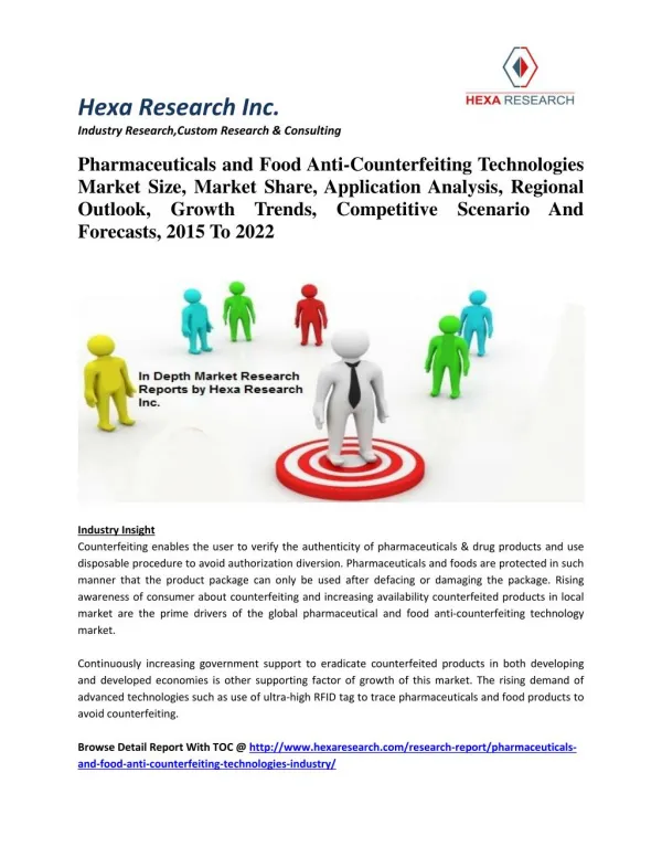 Pharmaceuticals and Food Anti-Counterfeiting Technologies Market Size, Market Share, Application Analysis, Regional Outl
