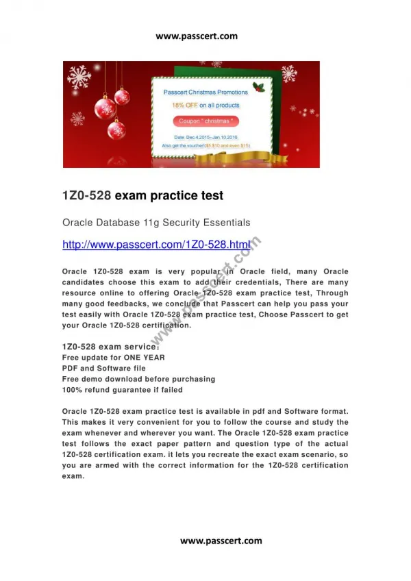 Oracle 1Z0-528 exam practice test