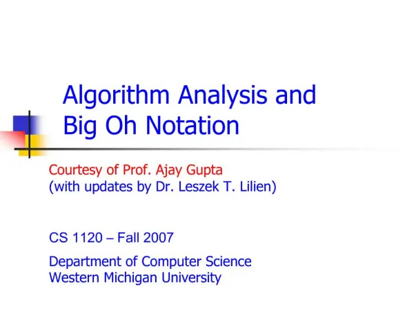 Algorithm Analysis and Big Oh Notation