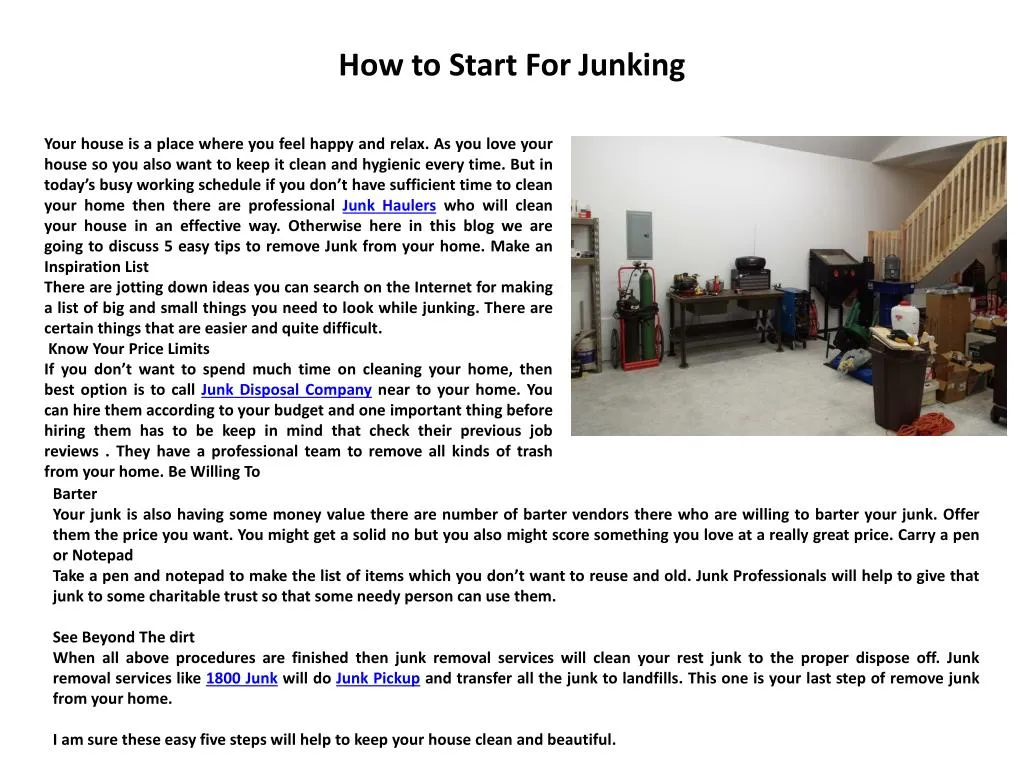how to start for junking