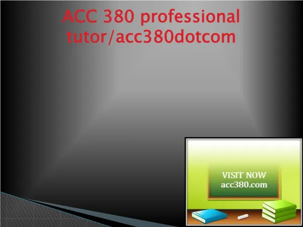 ACC 380 Successful Learning/acc380.com