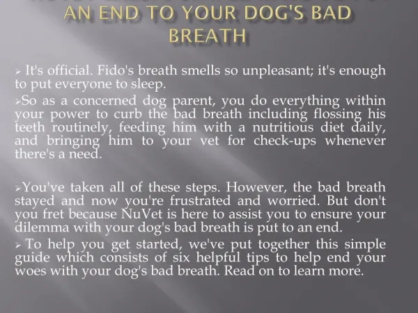 NuVet Labs: 6 Simple Ways to Put an End to Your Dog's Bad Breath
