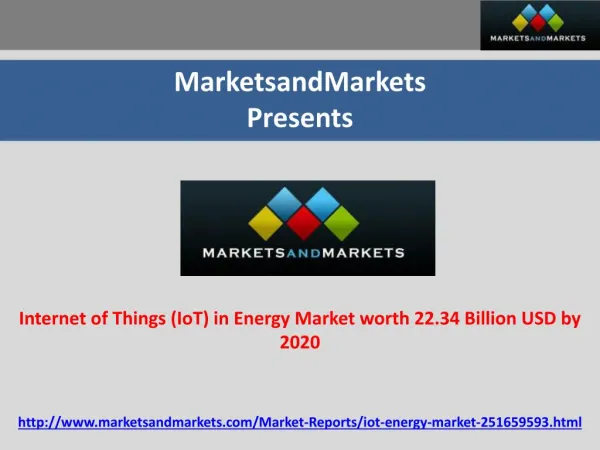 Internet of Things (IoT) in Energy Market worth 22.34 Billion USD by 2020