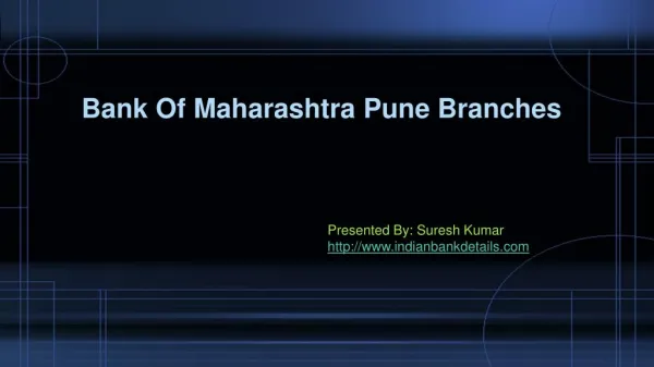 Bank Of Maharashtra Pune Branches