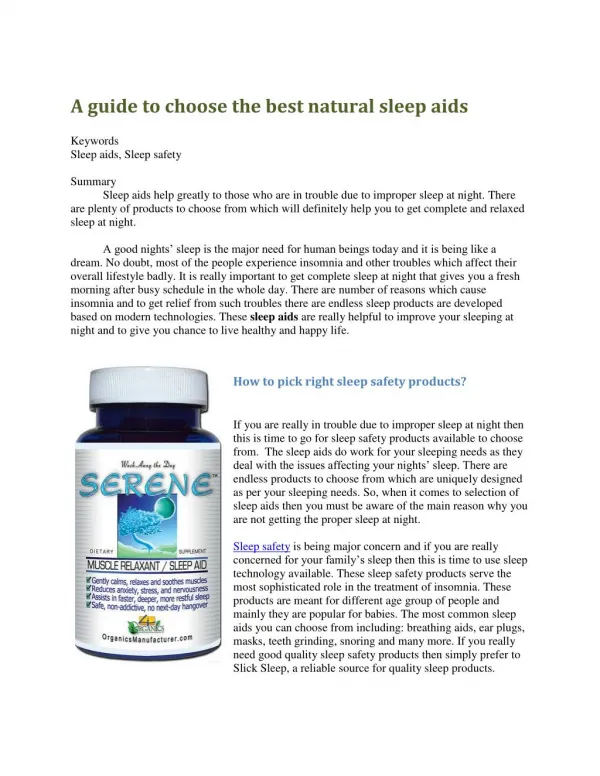 A guide to choose the best natural sleep aids