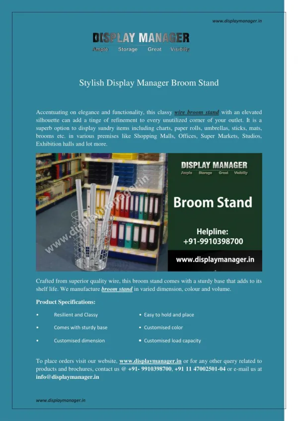 Stylish Display Manager Broom Stand