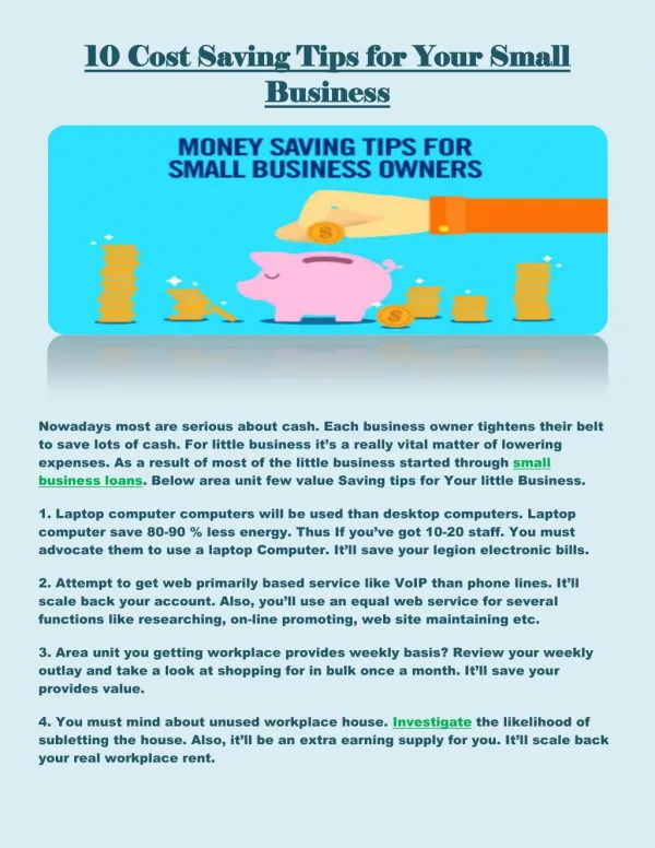 10 Cost Saving Tips for Your Small Business