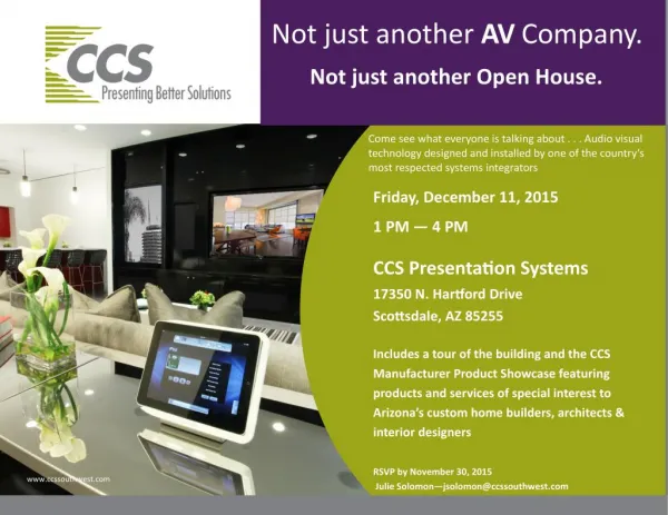 CCS Presentation Healthcare Open House