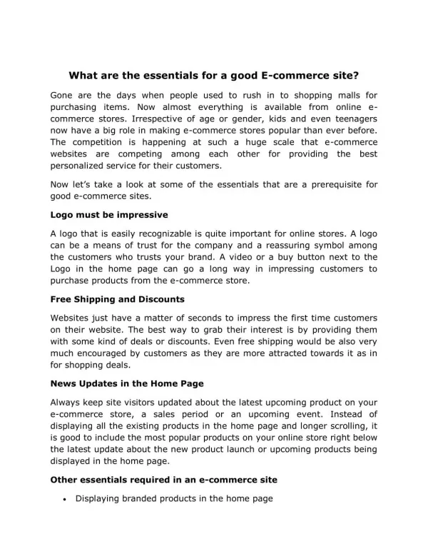 Essential Components of a Successful Ecommerce Website