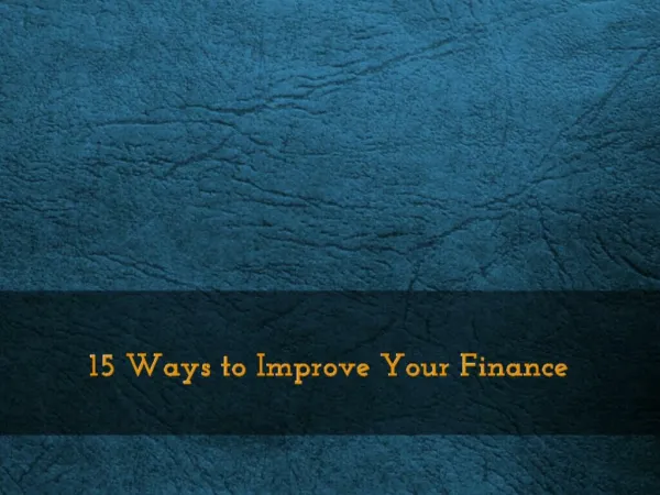 15 Ways to Improve Your Finance
