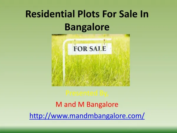Residential Plots For Sale