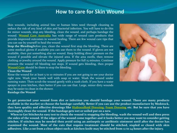 How to care for Skin Wound
