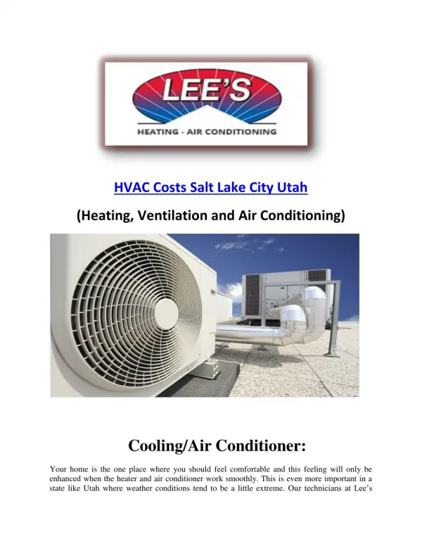 LeesHeatAc- Conditioning BTU and HVAC Costs Salt Lake City Utah