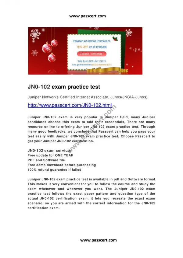 Juniper JN0-102 exam practice test