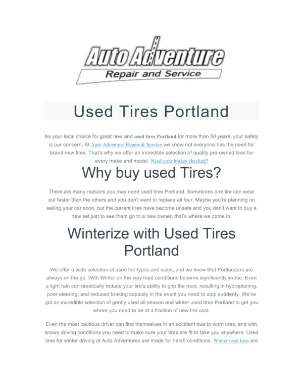 Used Tires Portland
