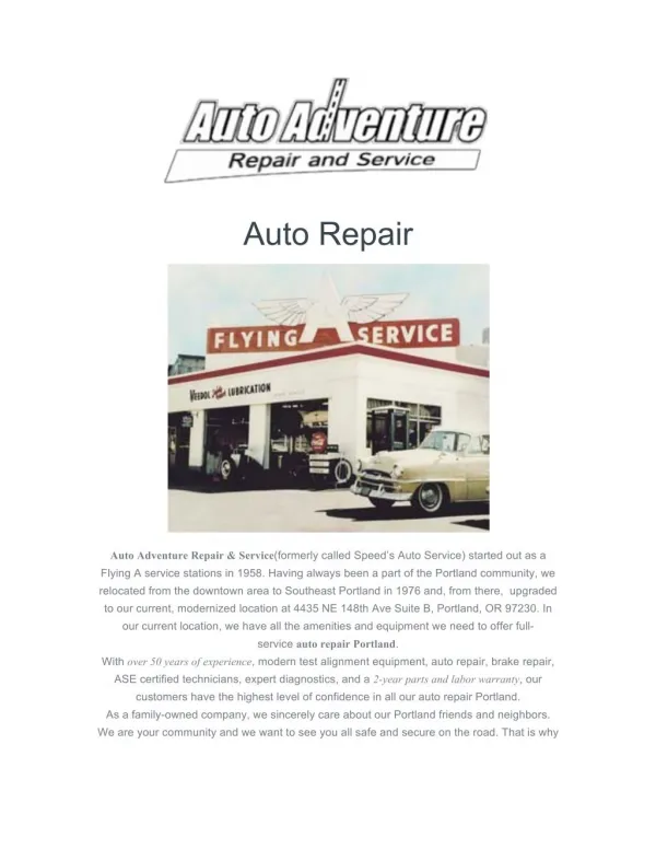 Auto Repair Portland