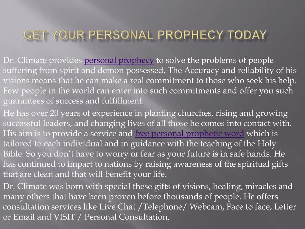 get your personal prophecy today
