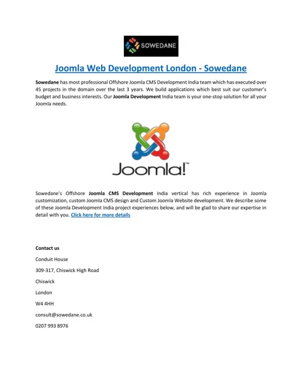 Joomla-Web-Development-London-Sowedane