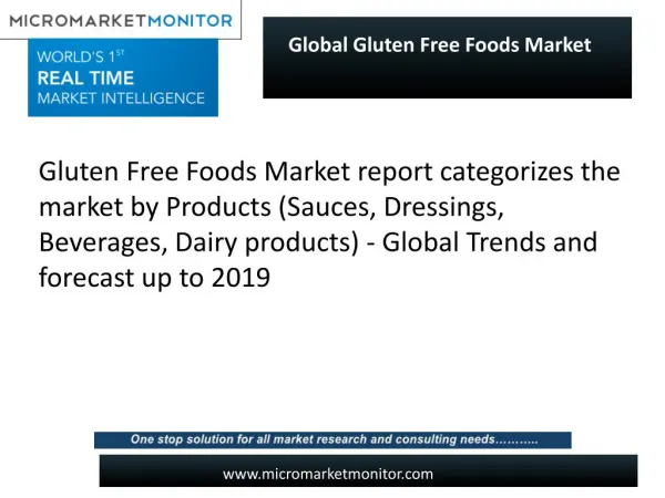 Gluten Free Foods Market looking for great success in upcoming years