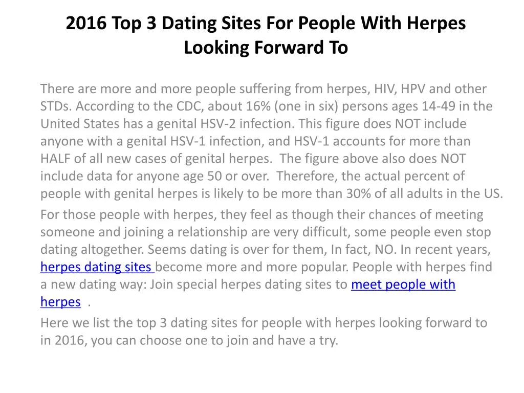 2016 top 3 dating sites for people with herpes looking forward to