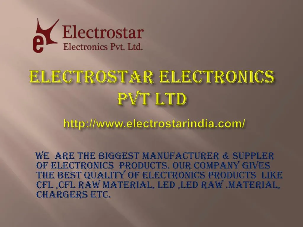 electrostar electronics pvt ltd http www electrostarindia com
