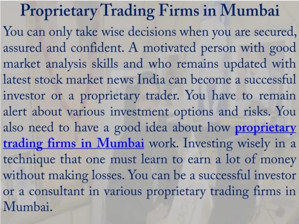 Proprietary Trading Firms in Mumbai