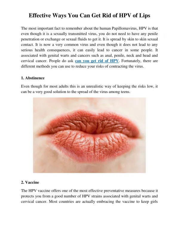 Effective Ways You Can Get Rid of HPV of Lips