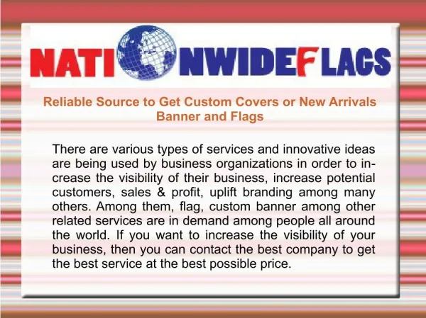 Reliable source to get custom covers or new arrivals banner and flags