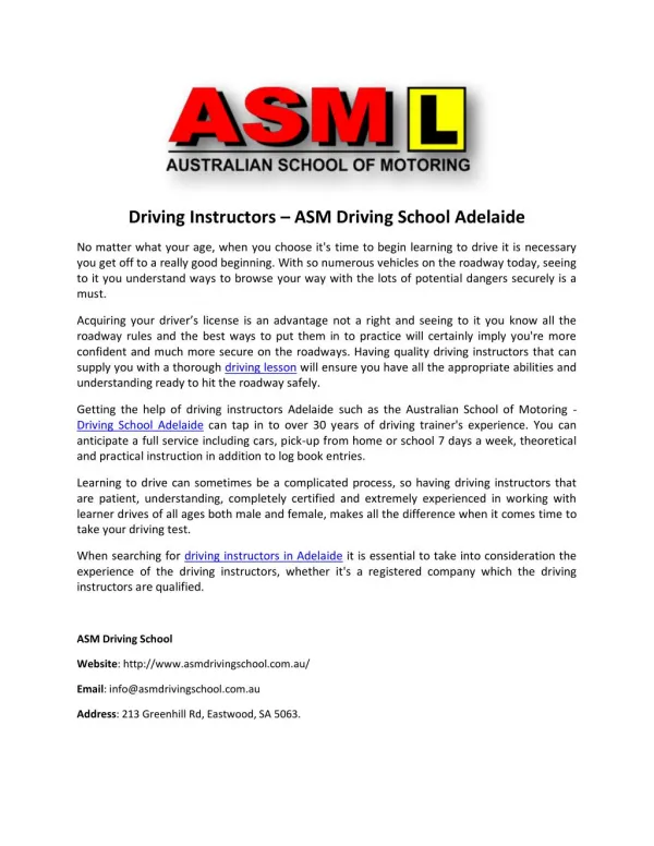 Adelaide Driving Instructor