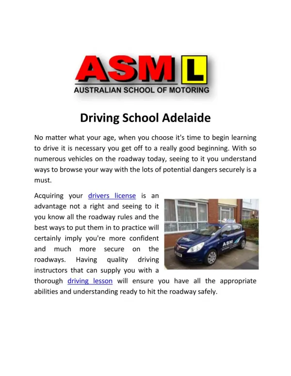 Driving School Adelaide