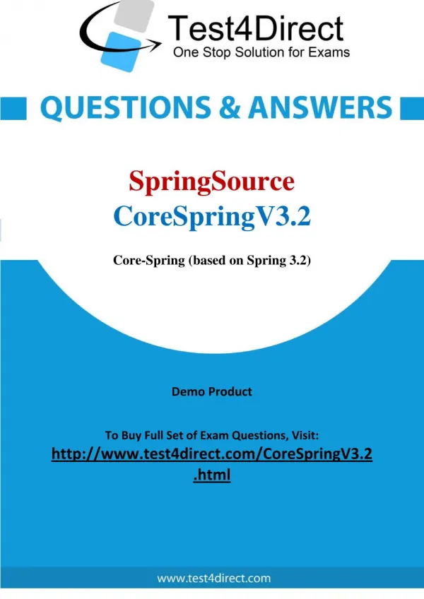 CoreSpringV3.2 SpringSource Exam - Updated Questions