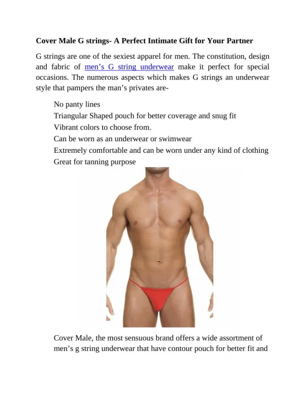 Cover Male G strings- A Perfect Intimate Gift for Your Partner