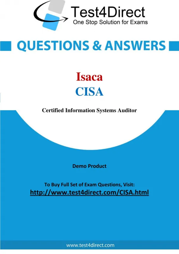 Isaca CISA Test Questions