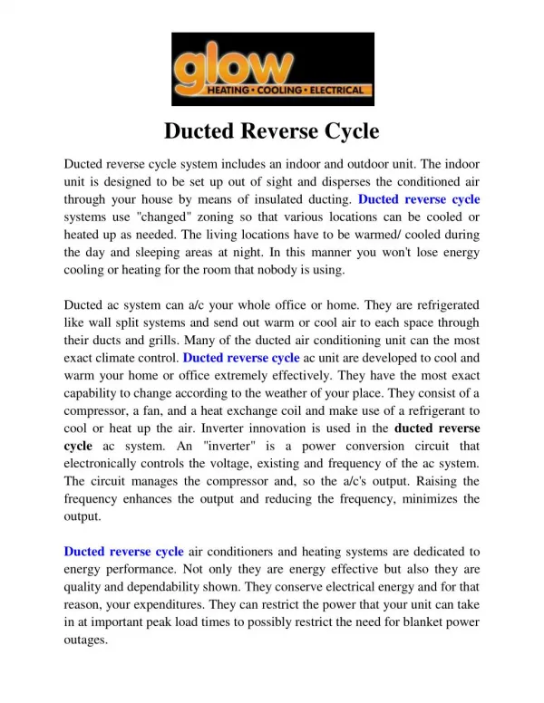 Ducted Reverse Cycle