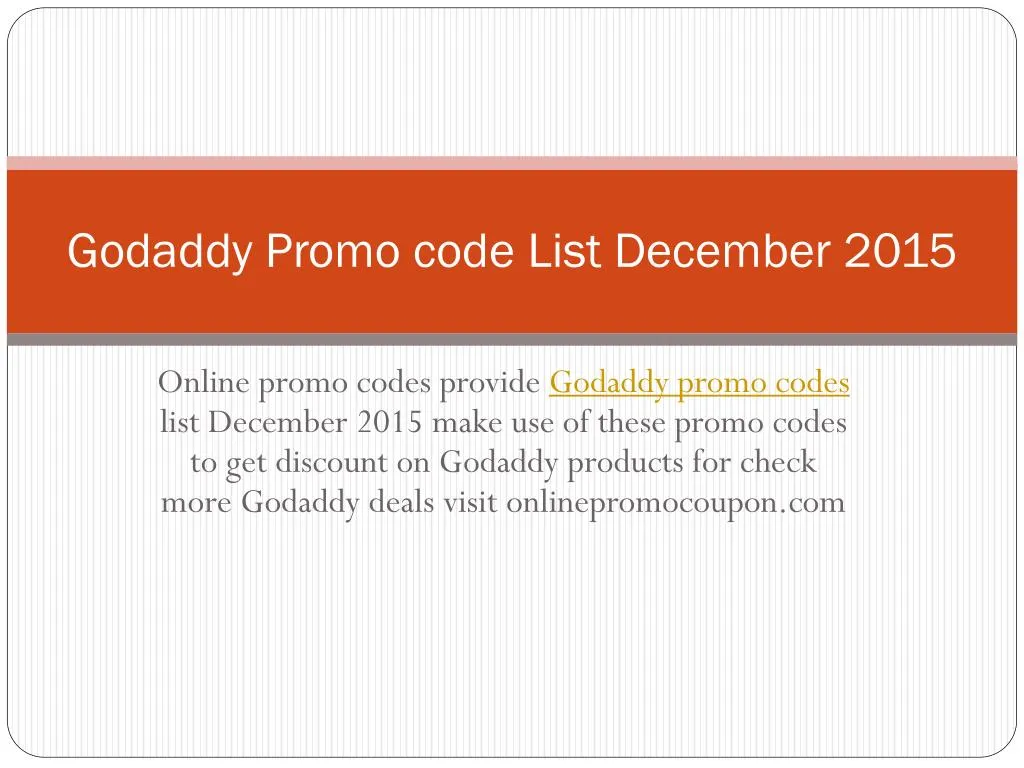 godaddy promo code list december 2015