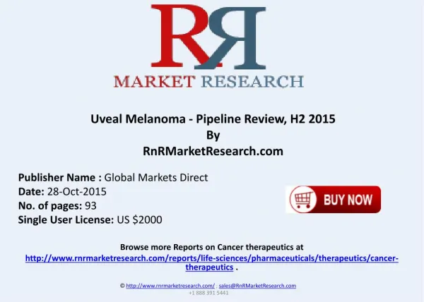 Uveal Melanoma Pipeline Review H2 2015